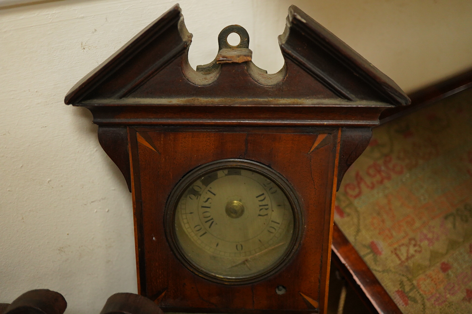 Three 19th century inlaid stick barometers to include one inscribed J. Cetti, London - some damage